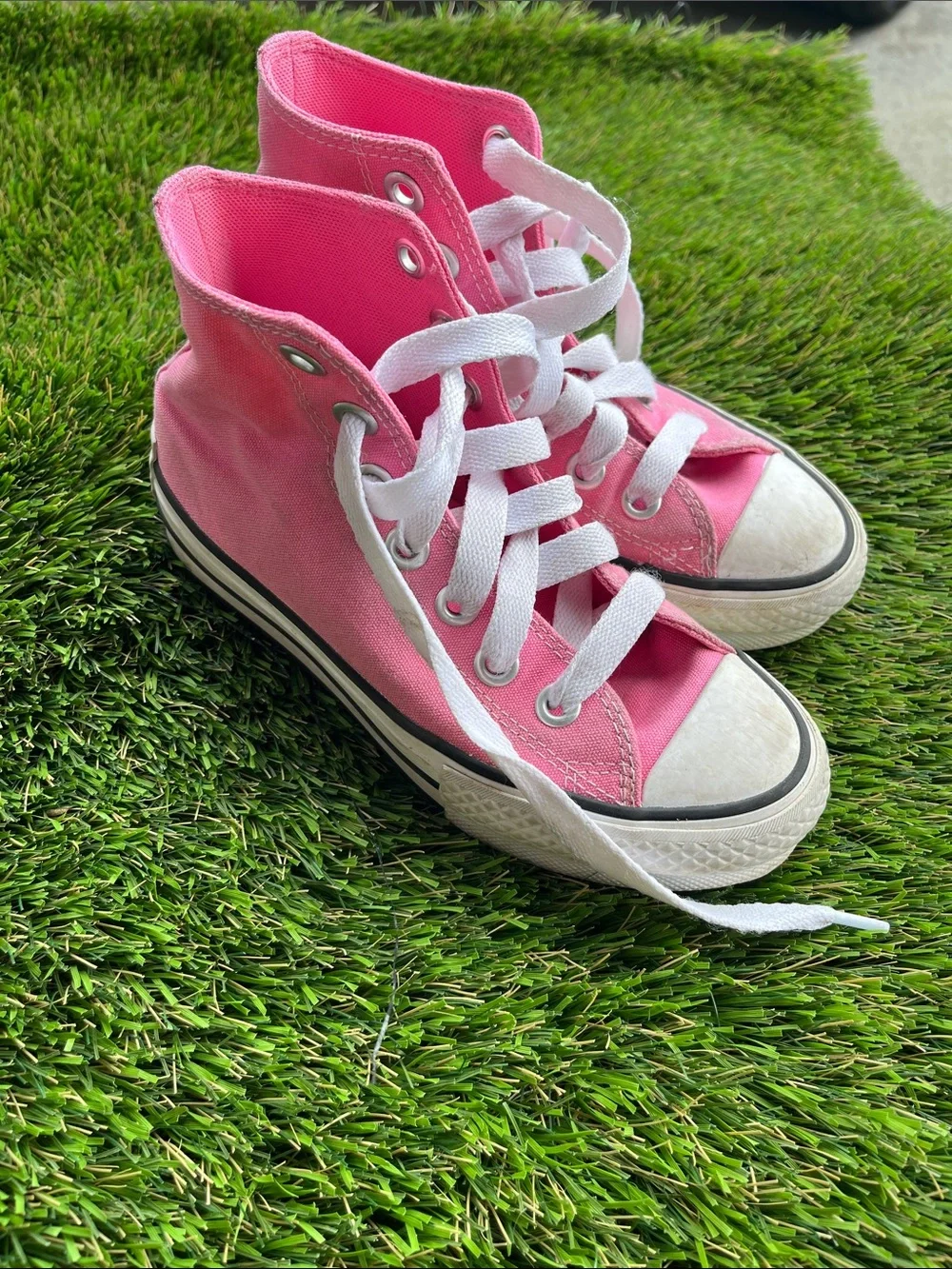 Converse Kids Pink Canvas High-Top Sneakers with White Laces